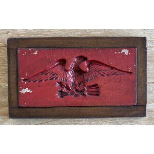 Vintage USA Eagle Patriotic Embossed Cast Metal Plaque Wall Hanging Americana
